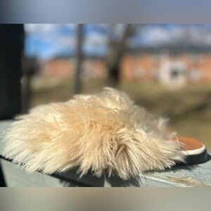 ATP ATELIER Italian Anzi Slip Ins Vanilla Shearling 100% Leather Mule 38 Pointed